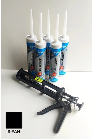 Siyah Silikonize Mastik / Çekomastik 5 Adet + Silikon Tabancası Diğer