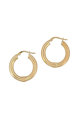 Altın Nesil - 14 Ayar Altın Geçme Boru Halka Küpe Altın - Beyaz Altın