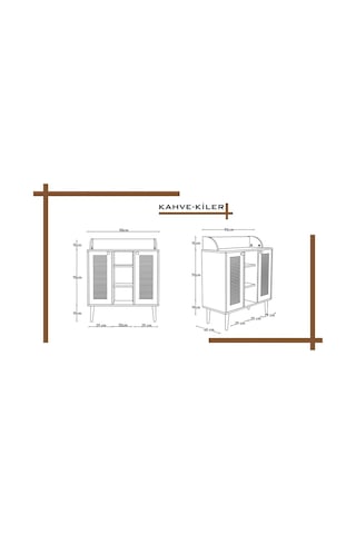 Kahve Kiler-kahve Köşesi %100 Mdf Lake Ahşap Ayak Çok Amaçlı Dolap Gri