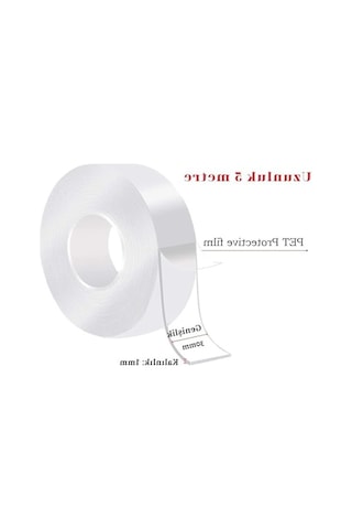 Çift Taraflı Şeffaf Bant 5 Metre Uzunluk, 30mm Genişlik, Güçlü Yapışkan