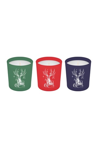 Selka Home 3'lü Christmas Geyik Tasarım Cam Kokulu Candle Mum 110 Gr