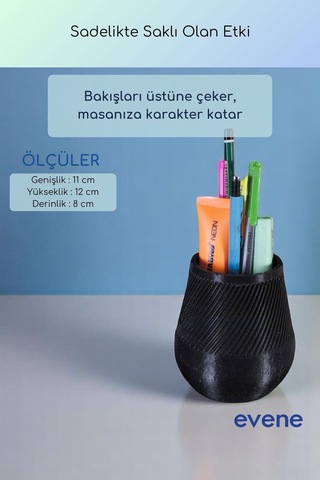 Kalemlik Masa Kalemliği Organizer Kalemlik Siyah Renk Model 89 Çok Renkli