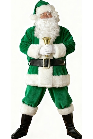 Yeşil Noel Baba Kostümü Yetişkin