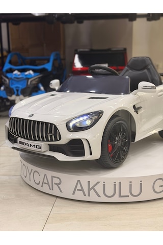 Mercedes Gt Akülü Araba 0-6 Yaş Kumandalı Özel Plaka Hediye Beyaz