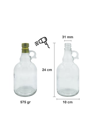 Afracam Galon Şeffaf 1000 ML Kilitli Kapaklı Ve Kapüşonlu Boş Cam Şişe 4 Adet