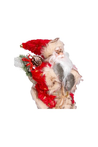 Yılbaşı Noel Baba Gold Hediye Çuvallı Yeşil Pantalonlu Fenerli Kırmızı-yeşil 30 Cm.