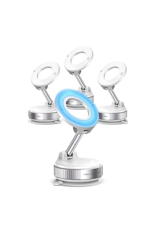 4lü Magnetpro 360 Ayarlanabilir Araç İçi Masa Üstü Vakumlu Mıknatıslı Magsafe Telefon Tutucu Beyaz Beyaz