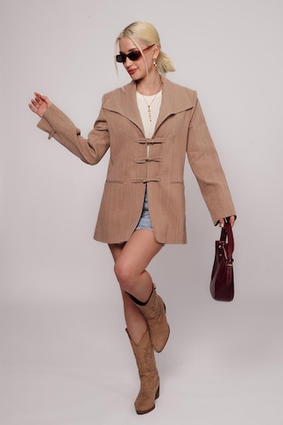 Vizon Bağlama Detaylı Blazer Kadın Ceket Mg2482 VİZON