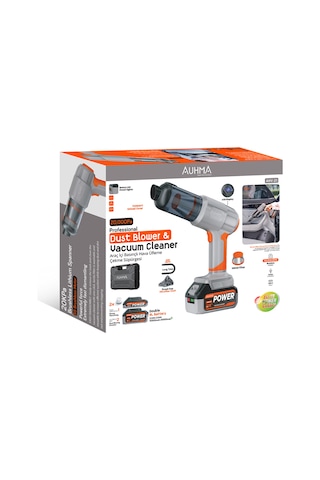 Auhma Ahv-21 20.000pa Şarjlı Araç Süpürgesi Ve Hava Üfleyici - Çift Bataryalı Profesyonel Set Gri