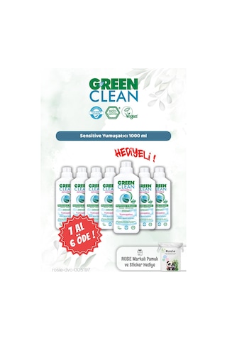 Green Clean Sensitive Yumuşatıcı 1000 Ml 7 Al 6 Öde Ve Rosie Hediye