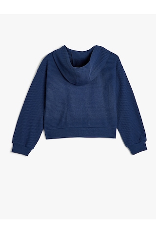 Koton Kapşonlu Fermuarlı Sweatshirt Uzun Kollu Dokulu Lacivert 5wkg10321ak Lacivert