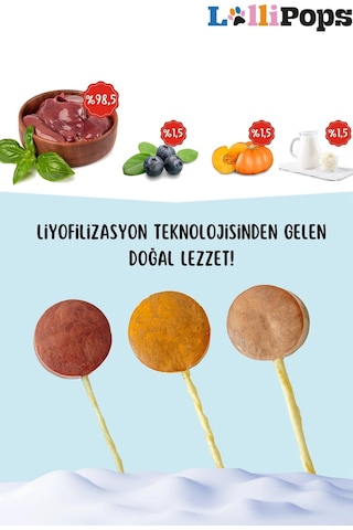 Pet Pops Freeze Dry Lolipop Yaban Mersinli, Kefirli Ve Kabaklı Kedi Ödülü 15 Li Karışık Paket