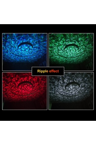 Vkemall Led Işıklı Güneş Sistemi Projeksiyonu, Çocuklar İçin Renkli Yıldız Ve Su Desenli 8w Usb Işık, Müzik Fonksiyonlu Siyah Ambient Lambası