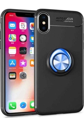 Apple Uyumlu iPhone Xs Max 6.5 Kılıf Zore Ravel Silikon Kapak Siyah-Mavi