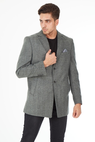 Sposo 5122 Dar Kalıp Ceket Yaka Erkek Balıksırtı Kısa Palto Füme Gri