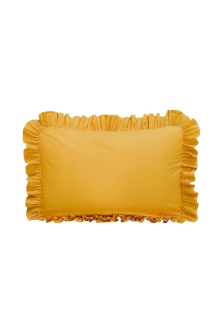 Fırfırlı Yastık Kılıfı Tek Kişilik 50x70 Cm 1 Adet %100 Doğal Pamuk 18 Farklı Renk Seçeneği Hardal