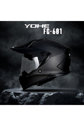 Yohe FG601 Çift Vizör Full Face Motosiklet Kaskı Mat Siyah