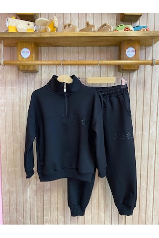 Dik Yaka Çocuk Eşofman Takım Unısex Siyah