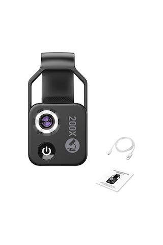 Wezone 200x Büyütme Mobil Mikroskop - 6 Led Işık Ve 2 Parlaklık Seviyesi - Çocuklar Ve Öğrenciler İçin Bilim Deneyi - Usb Şarjlı - Siyah