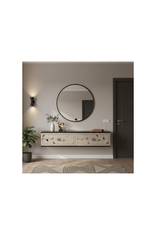 Da1207ats Moka Dresuar Ve Antre Rafı Antrasit-traverten-silver 120cm Antrasit - Traverten - Gümüş