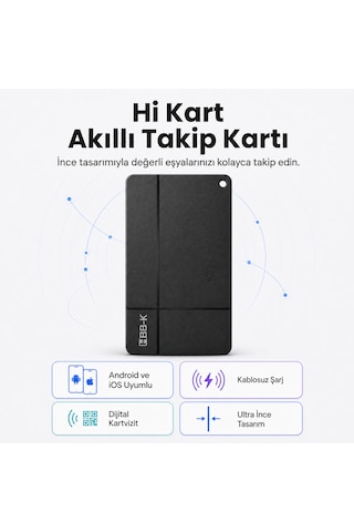 Hi Kart Apple Uyumlu iOS &android Takip Cihazı & Dijital Kartvizit Siyah Tekli Paket