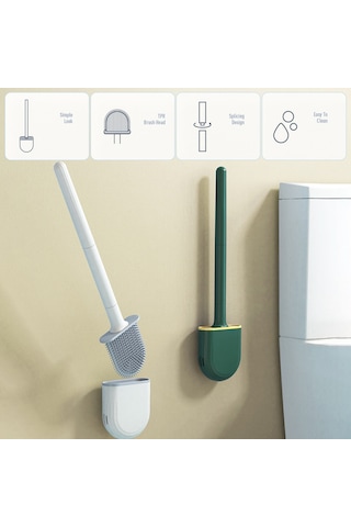 Folinda Duvar Tipi Tuvalet Fırçası, Tpr Yumuşak Uç, Tam Temizlik, Su Geçirmez, Kolay Kurulum, Banyo Organizer Yeşil