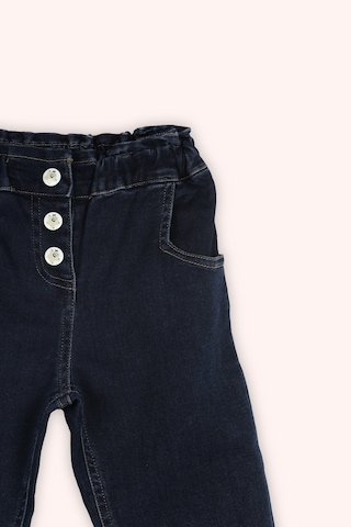 Kız Bebek Beli Lastikli Boru Paça Çıt Çıt Detaylı Lacivert Kot Pantolon Çok Renkli