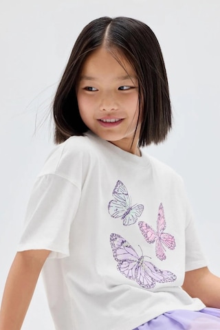 Gap Kız Çocuk Oversized Grafik Baskılı Beyaz T-shirt-15295