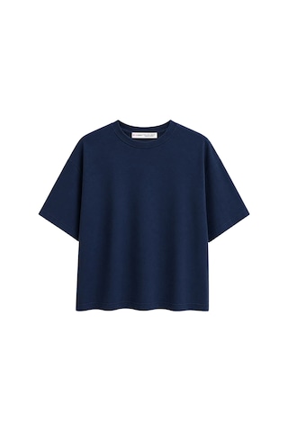 Mixray 2101 Kadın Bisiklet Yaka Soft Oversize Basic Modal T-shirt Lacivert