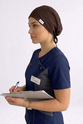 Unisex Düz Koyu Kahverengi Cerrahi Bone Doktor Hemşire Ameliyat Saç Bonesi