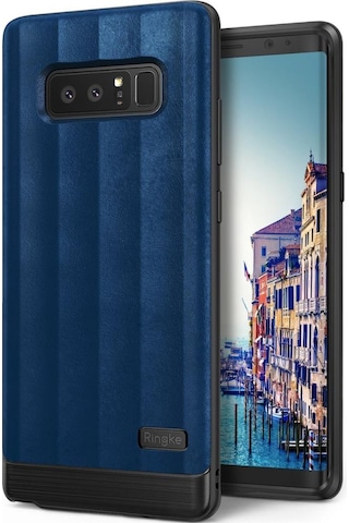 Ringke Flexs Galaxy Note 8 İle Uyumlu Kılıf Deep Blue Premium Pu Deri&tpu Kombini Tam Koruma