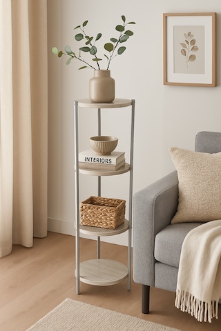 4 Katlı Raf - Çiçeklik, Organizer, Sehpa Ve Köşe Rafı Gri