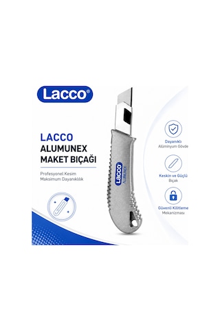 Lacco Alumunex Alüminyum Maket Bıçağı Profesyonel Metal Gövdeli Falçata Maket Karton Koli Kesme Bıçağı 1 Adet