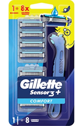 Gillette Sensor3 Plus Comfort Tıraş Makinesi + 8'li Yedek Başlık