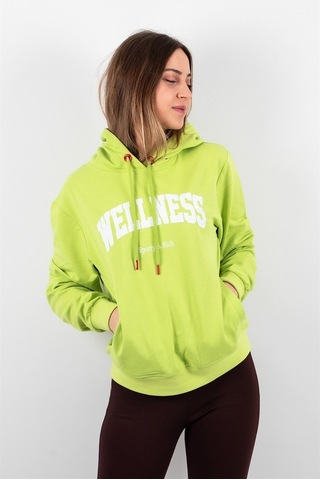 Kadın 2 Iplik Kapüşonlu Sweatshirt Yeşil