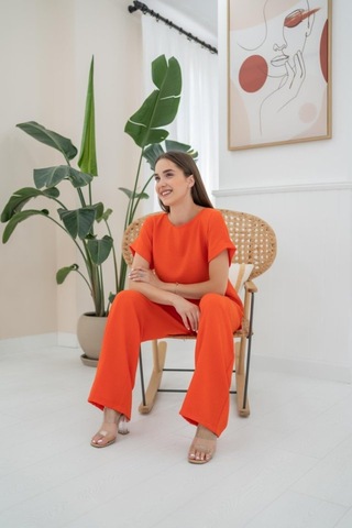 De'charme Oranj T-shirt Ve Pantolon Takım