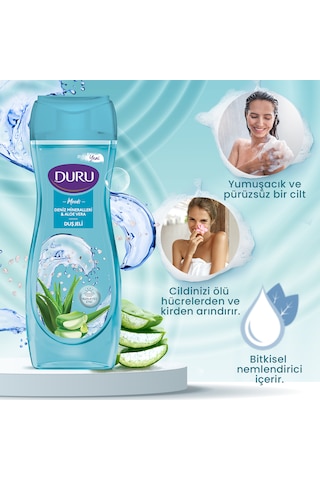 Duru Moods Deniz Mineralleri&Aloe Vera + Lavanta & Yasemin Duş Jeli 4 x 450 ML+Duş Lifi