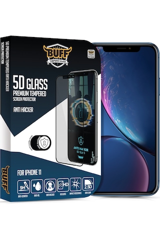 Buff Apple Uyumlu iPhone 11 Avantaj Paket - Air Hybrid Kılıf + Ekran Koruyucu + Lens Koruyucu Anti Hacker Koyu Siyah