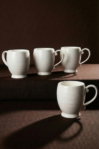 Pure Line 4'lü Saf Beyaz Porselen 230 Ml Kupa Seti Beyaz Beyaz