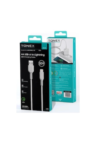 Tonex Usb To Lightning 4a 20w Şarj Data Kablosu 1m - Ma70