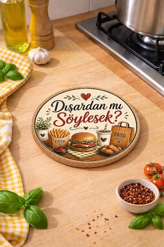 Lexroo Dışardan Mı Söylesek Esprili Mantar Nihale Tencere Tava Altlığı 19cm Çapında 1cm Çok Renkli
