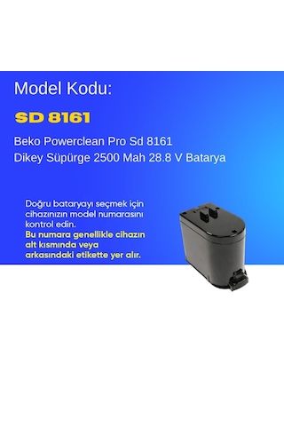 Beko Powerclean Pro Sd 8161 Dikey Süpürge 2500 Mah Dijital Batarya Uyumlu Uzun Ömürlü Pil