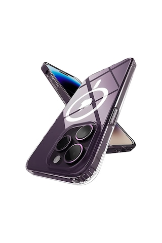 Apple Uyumlu iPhone 15 Pro Max Kılıf Magsafe Özellikli Darbe Emici Şeffaf
