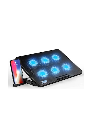 Oyuncu Notebook Soğutucu Stand 6 Fanlı Kademeli Telefon Tutuculu