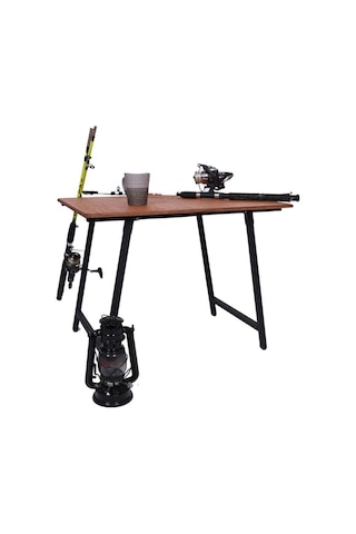 Alin Metal Ahşap Katlanır Kamp Ve Piknik Masası Kahve Ve Gri Kahve Ve Grı Kahverengi - Gri