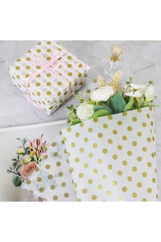 Altın Puantiyeli Pelur Kağıt, Dekoratif Hediye Paketleme Ve Ambal