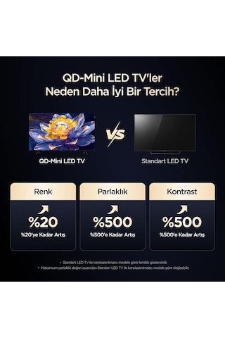 TCL 50" Akıllı Tv 50Q6C 4K QD-mini Led Renkli Quantum Crystal Hdr10+ Oyun Google TV 144hz D (Yenilenmiş)