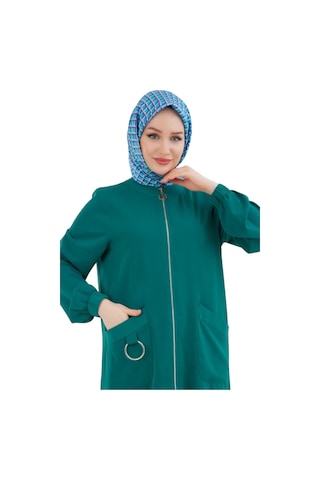 Armine Kadın Kolları Lastikli Cepli Fermuarlı Giy Çık 24yt546 Zümrüt