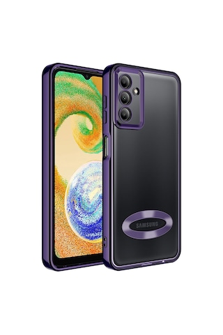 Zore Galaxy Uyumlu A14 Kılıf Kamera Korumalı Logo Gösteren Omega Kapak - Derin Mor Derin Mor