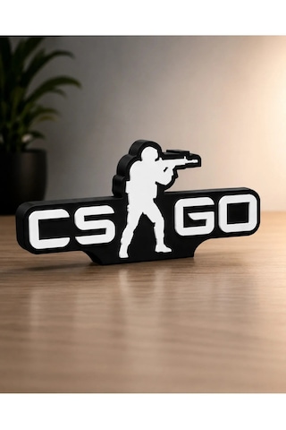 Veriqo 3d Csgo Yazılı 3d Dekoratif Obje Gamer Hediyelik Masaüstü Duvar Süsü Siyah - Beyaz